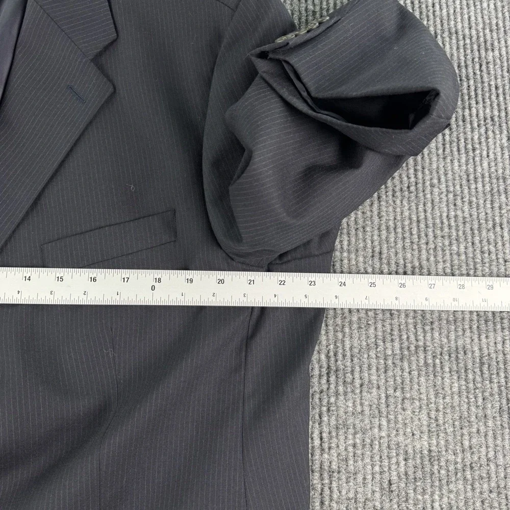 Vintage Chaps Ralph Lauren Suit 42L Navy Wool Striped Union Jacket Pants 38x30
